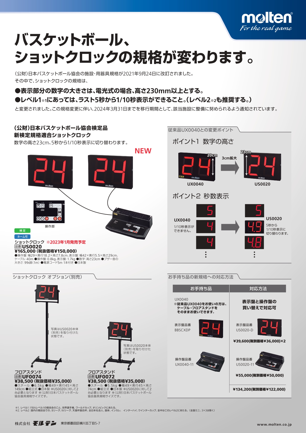 モルテン(MOLTEN) ショットクロック 表示盤 | スポーツドリカム.JP